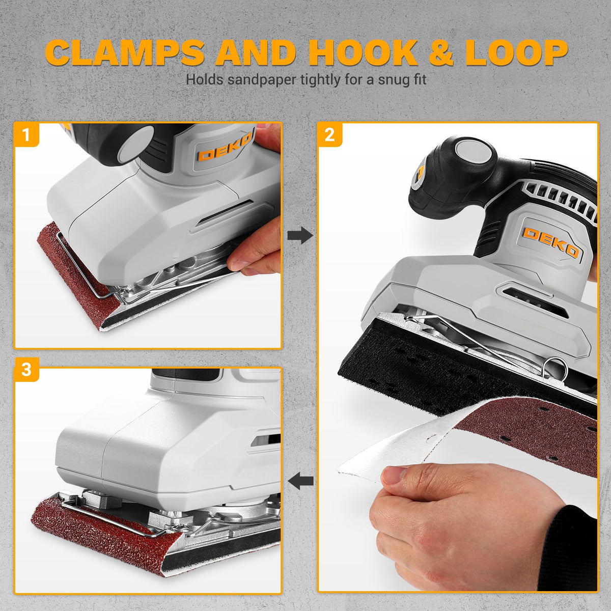 1/3 Sheet Palm Sander with 15 pcs Sandpaper and Dust Box Q4477