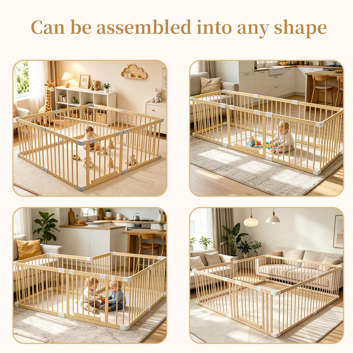 Wooden Baby Playpen 53"x53" Q579