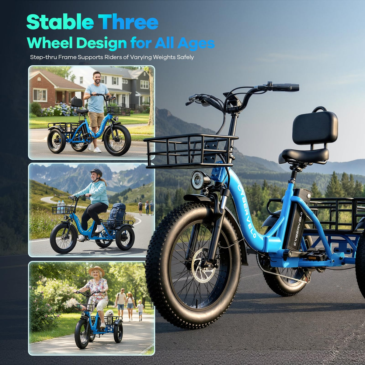 Fat Tire Folding Electric Trike X79414