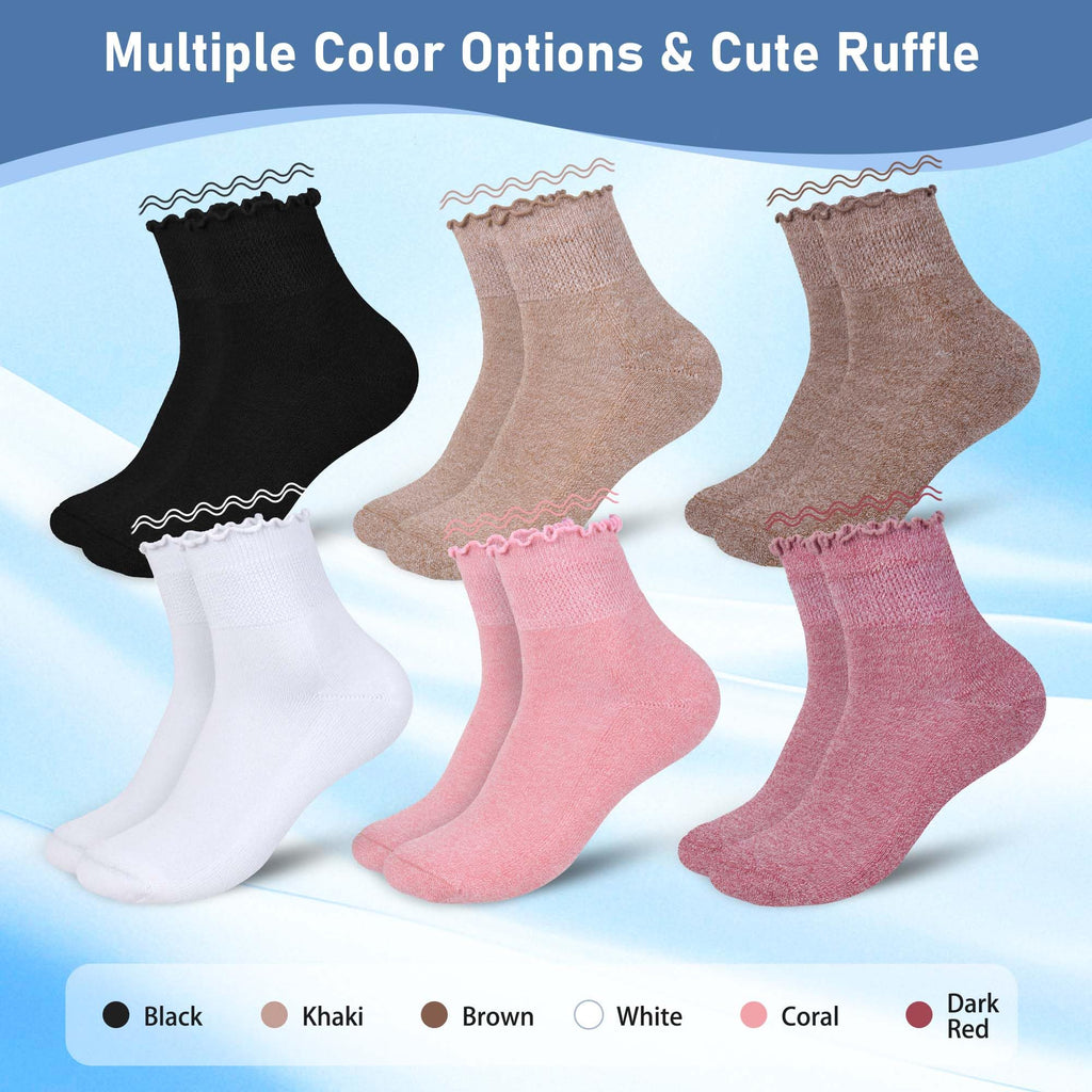 Women's 6 Pairs Non-Binding Diabetic Socks Size 9-11 J919