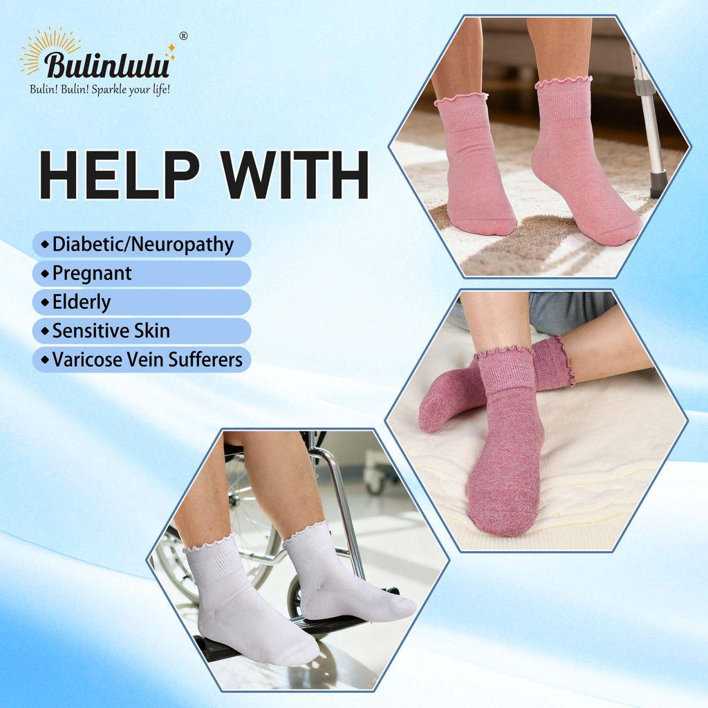 Women's 6 Pairs Non-Binding Diabetic Socks Size 9-11 J919