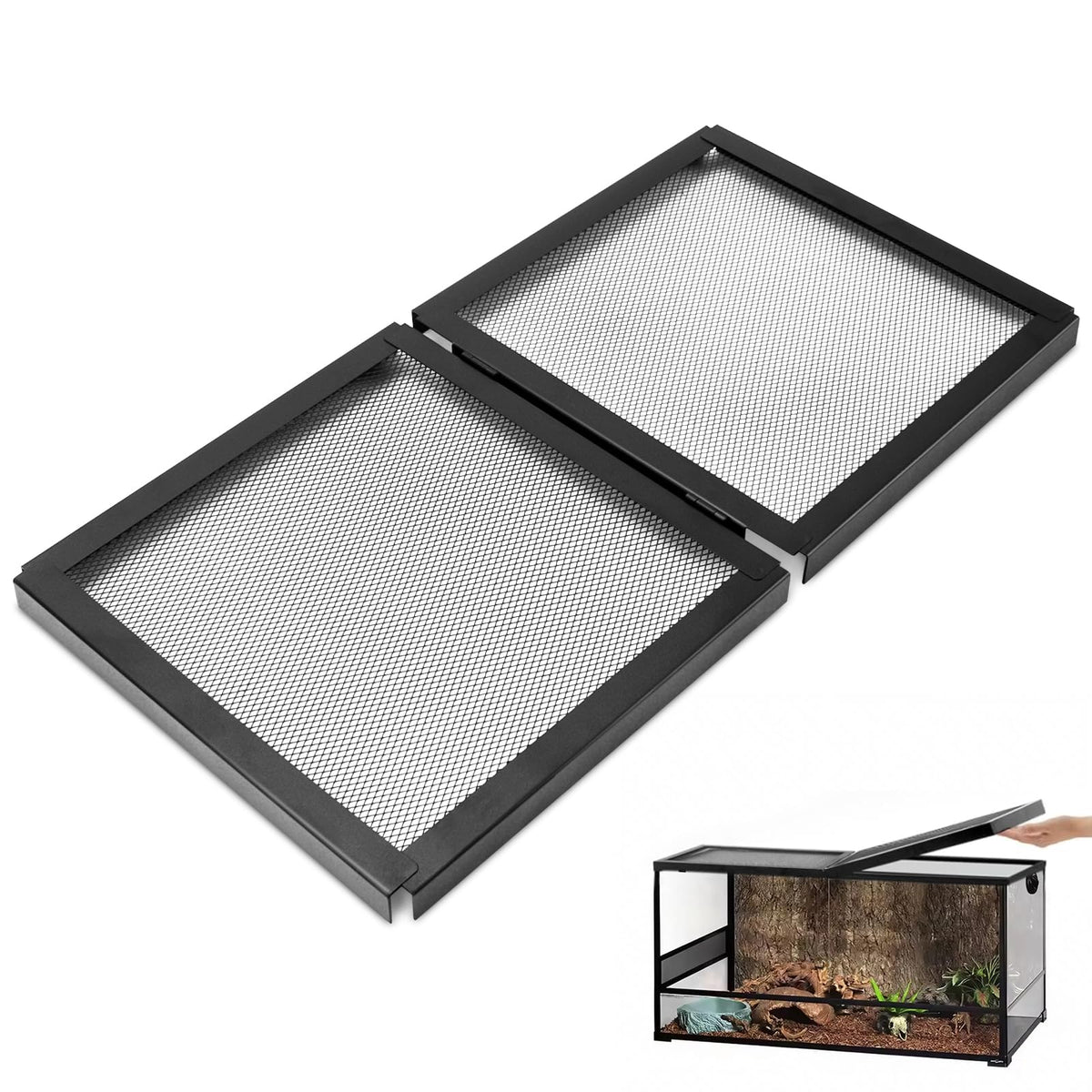 10 Gallon Tank Lid, Hinged Terrarium Screen Cover, 20.8" x 10.8" S4067
