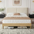Queen Size Upholstered Platform Bed Frame with Headboard J18730