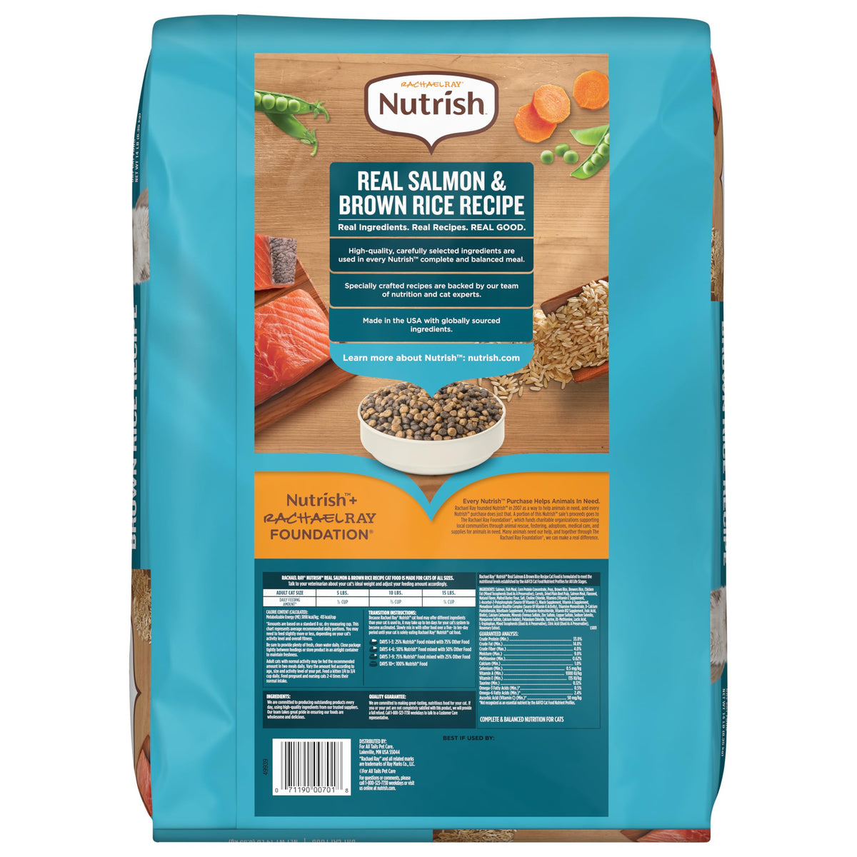 Salmon & Brown Rice Recipe Dry Cat Food 14 lb. Bag K15358