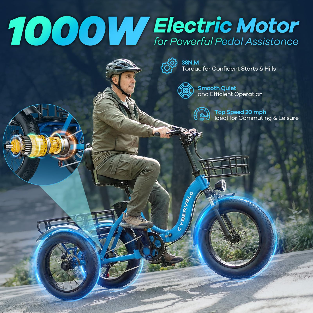 Fat Tire Folding Electric Trike X79414