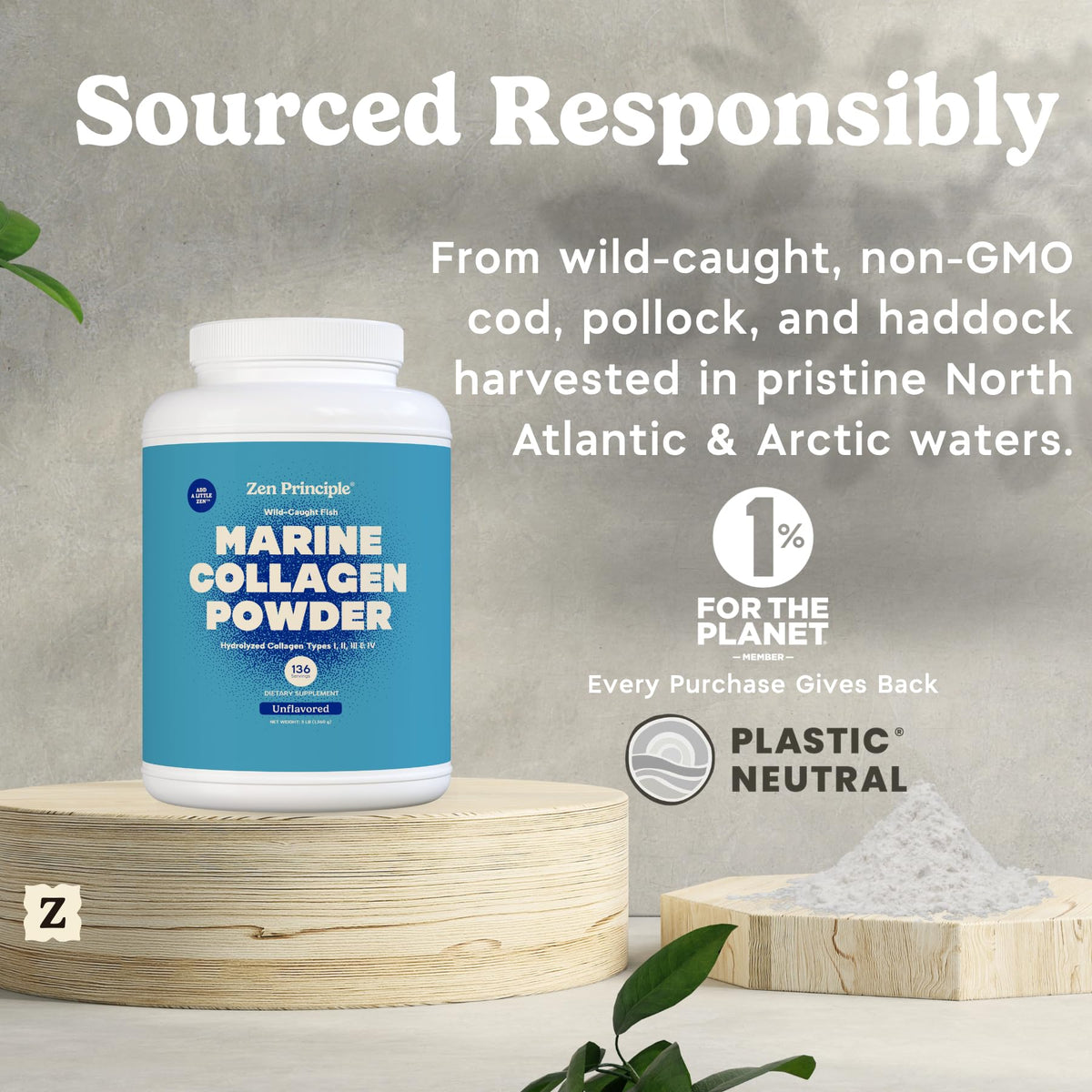 Marine Collagen Peptides Powder 3 lb. Wild-Caught Fish, Non-GMO. Hydrolyzed Types I, II, III & IV Protein. Y194