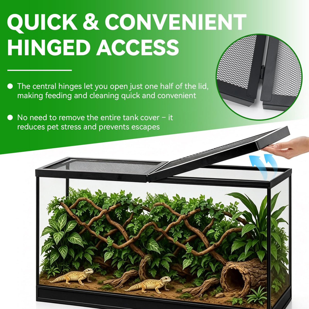 10 Gallon Tank Lid, Hinged Terrarium Screen Cover, 20.8" x 10.8" S4067