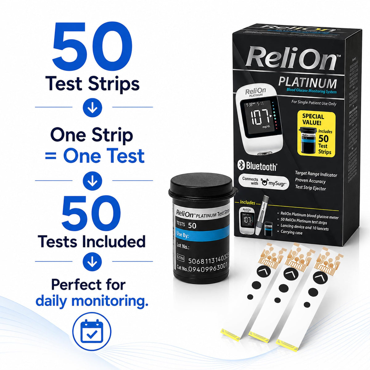 Blood Glucose Monitor Kit with 50 Test Strips V37485