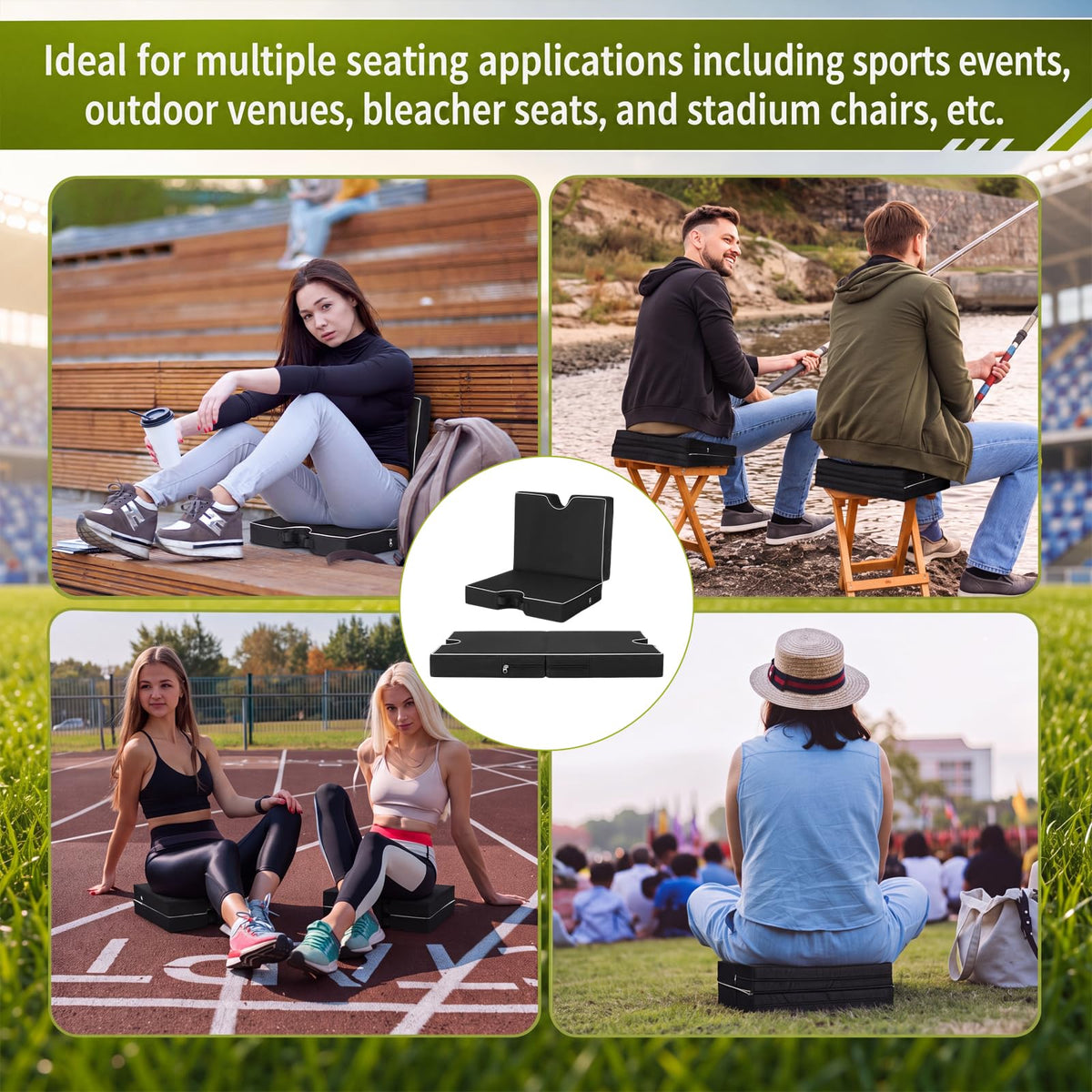 3 Pcs Portable Bleacher Chair Cushions with Handle S23068