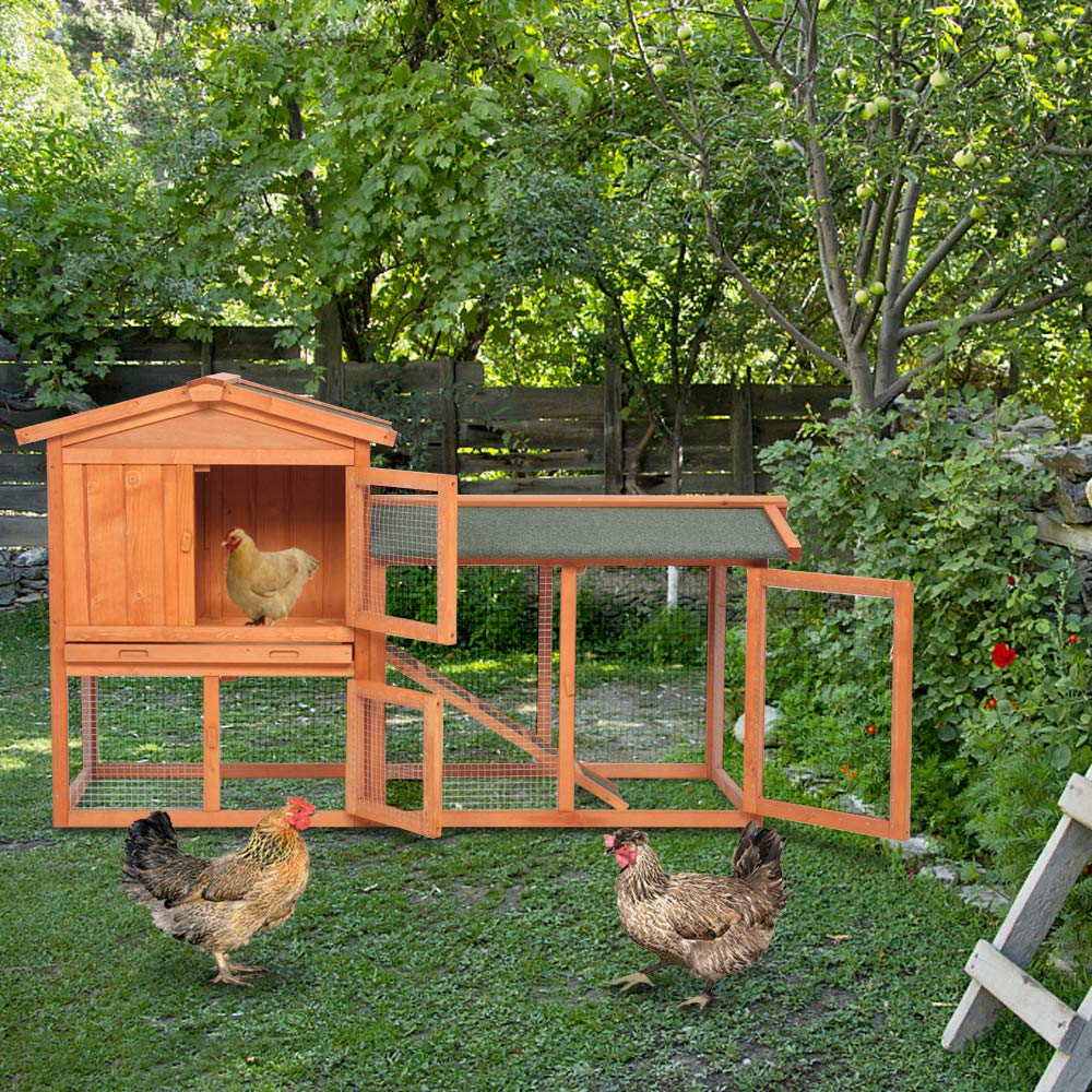 Wooden Chicken Coop with Waterproof Roof and Nesting Box S73087