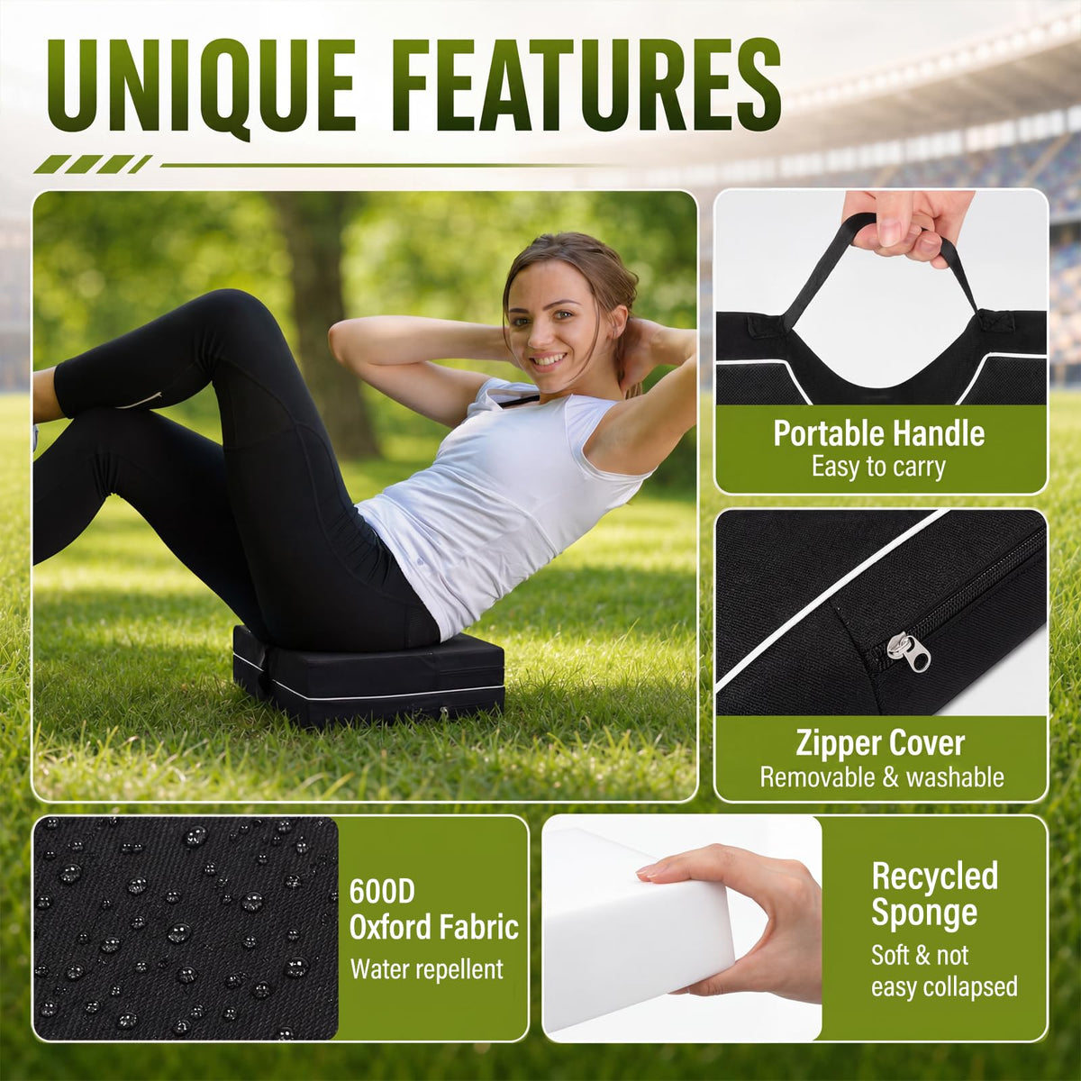 3 Pcs Portable Bleacher Chair Cushions with Handle S23068