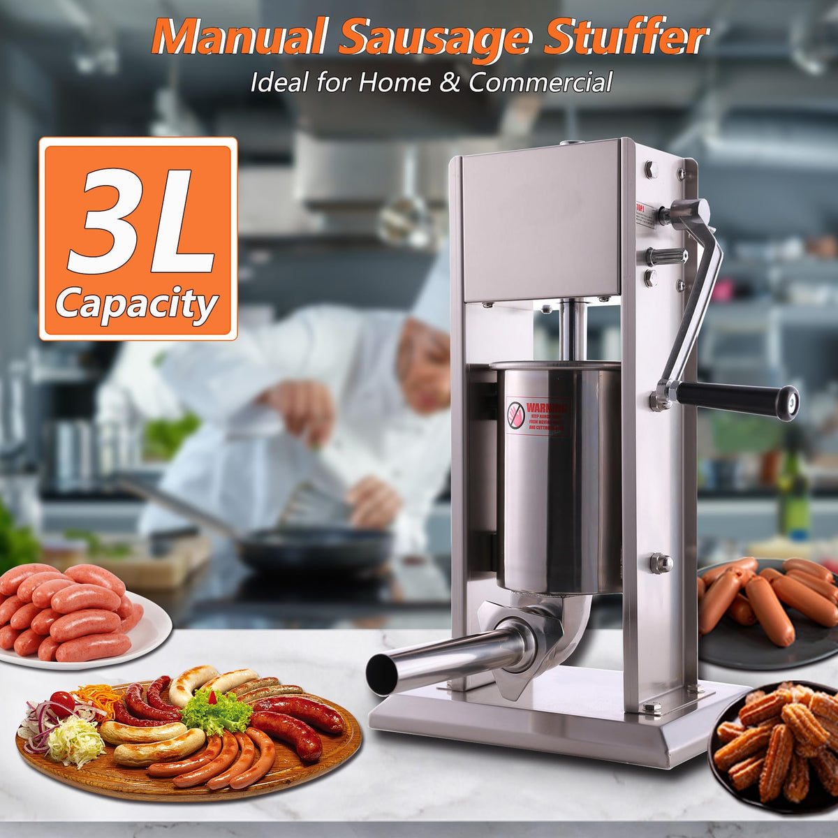 Stainless Steel Sausage Stuffer and Meat Mixer T506610