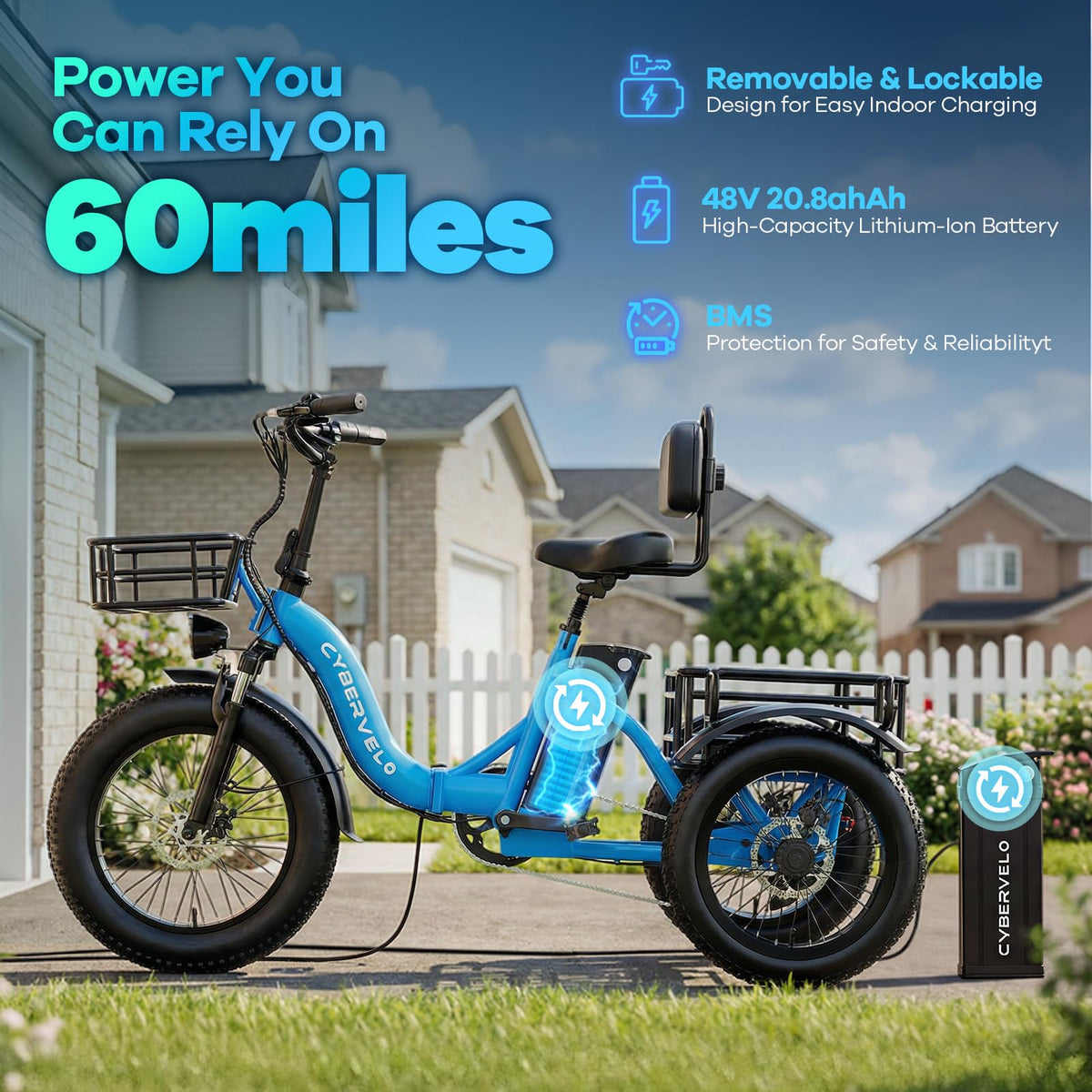 Fat Tire Folding Electric Trike X79414