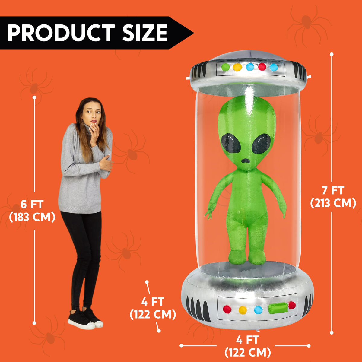 7 ft Tall Halloween Inflatable Alien Decoration with Animated LEDs A364778
