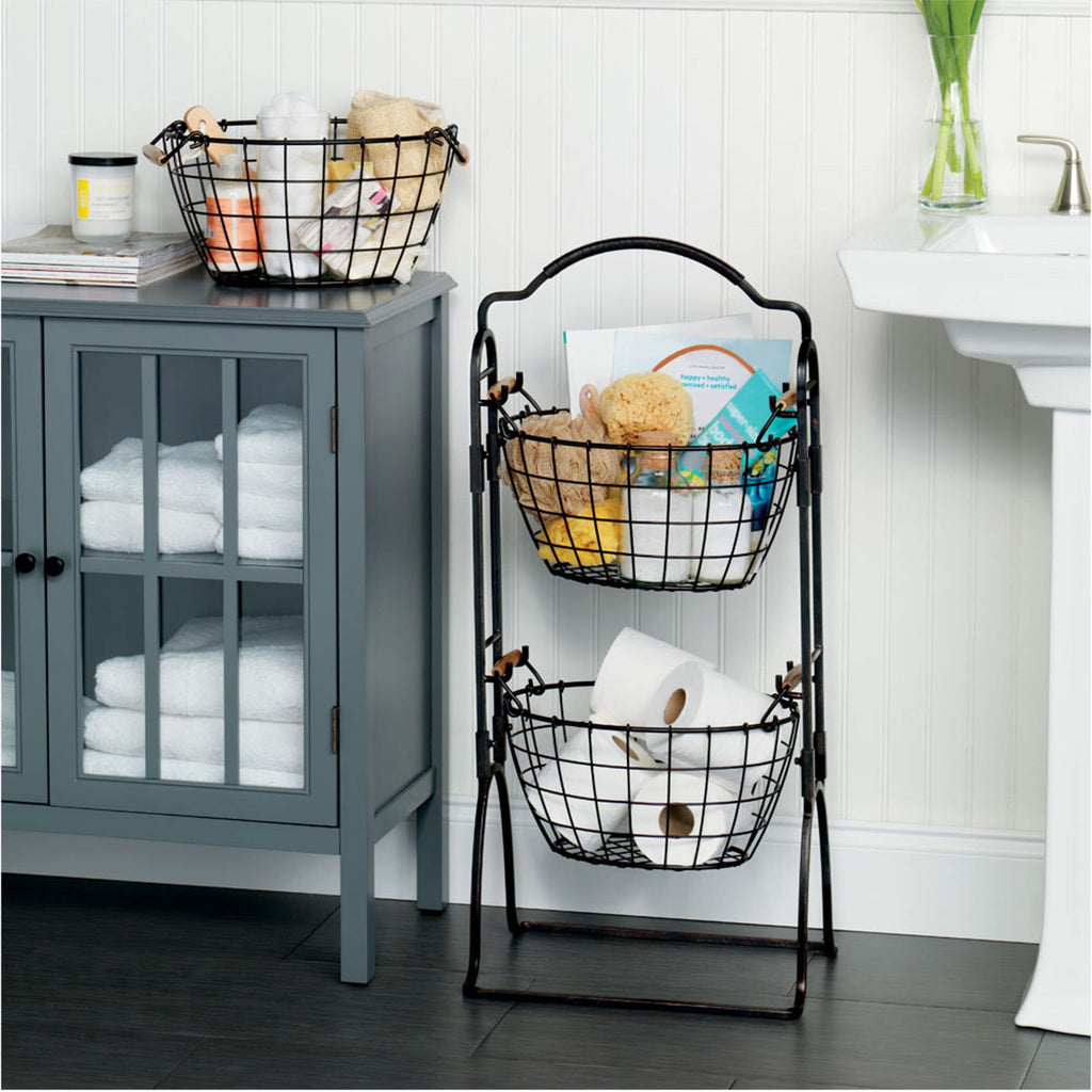 Adjustable 3-Tier Metal Floor Standing Storage Basket S860443