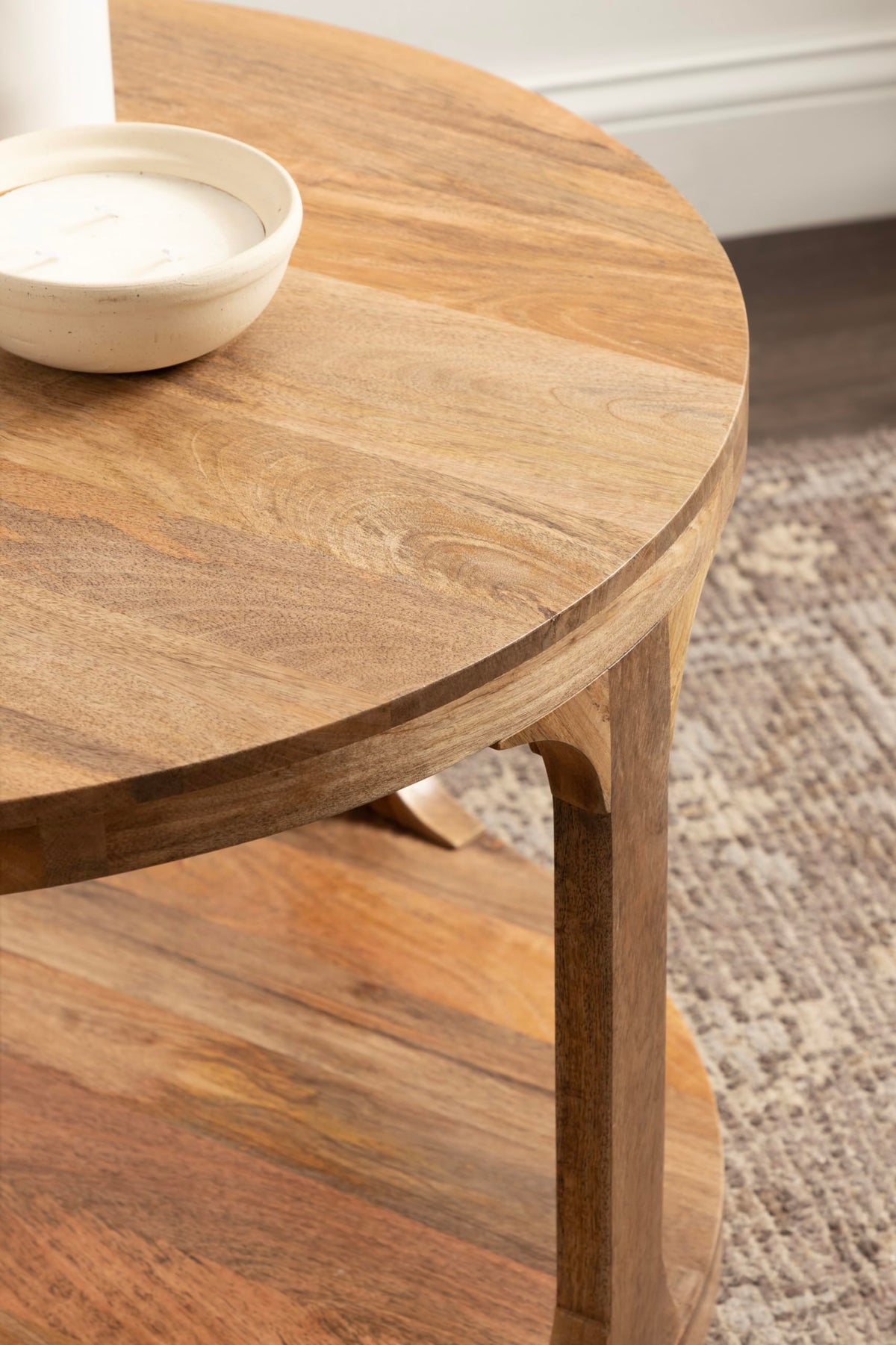 Round Mango Wood Coffee Table with Storage D36909