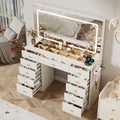 46" White Makeup Vanity Desk with Mirror and Lights P43263