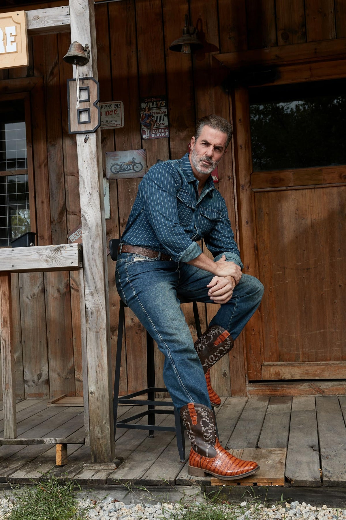 Cowboy Boots for Men Caiman Tail Print Y652910