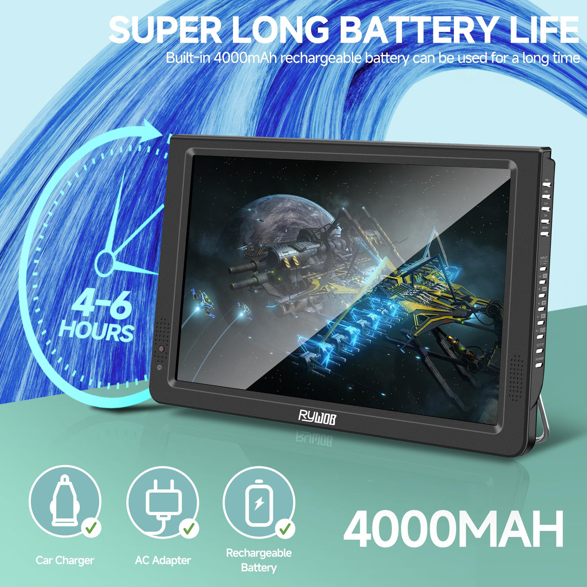 Portable Battery Powered Digital TV with Stand T890374