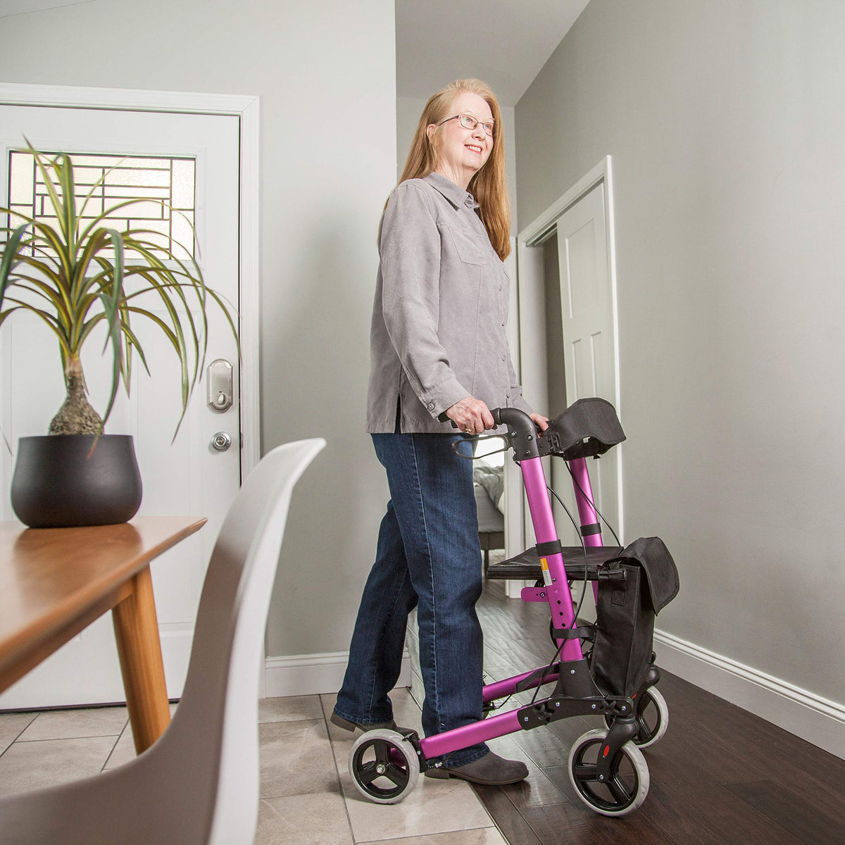 Adjustable Rollator with Seat and Backrest H379024