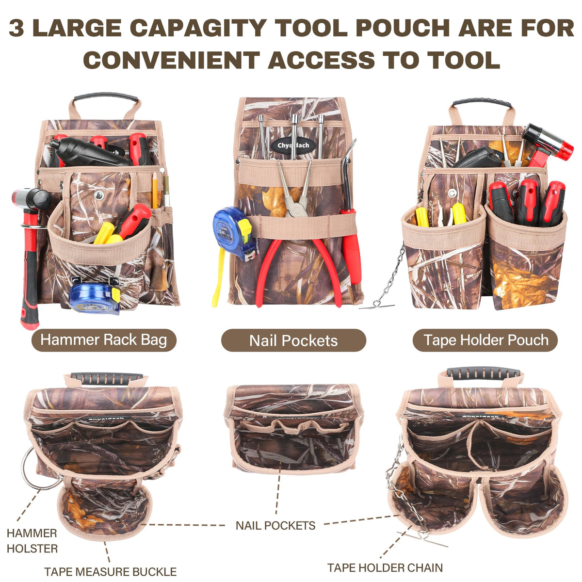 7-Piece Tool Belt Rig with 16 Pockets and Dual Hammer Loops V835908