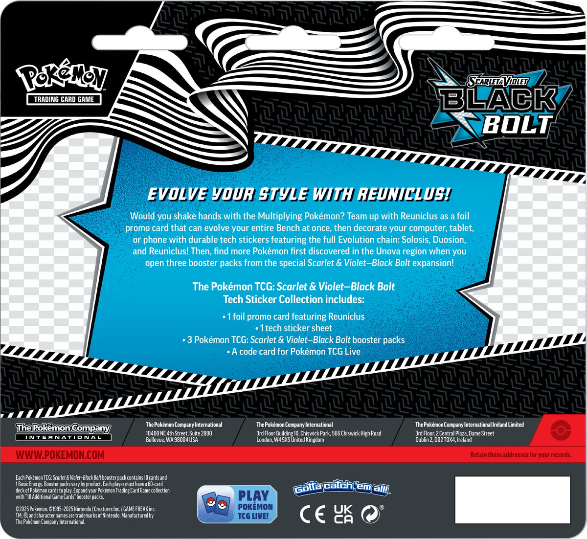 Pokemon TCG Black Bolt Tech Sticker Blister P924214