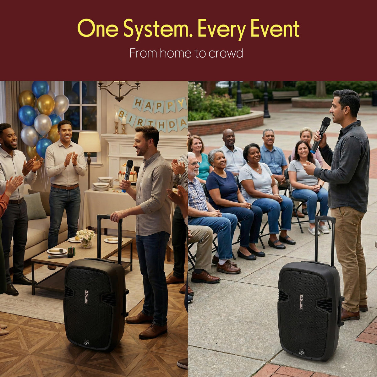 15-Inch Portable PA Speaker System with 2 UHF Microphones V839053